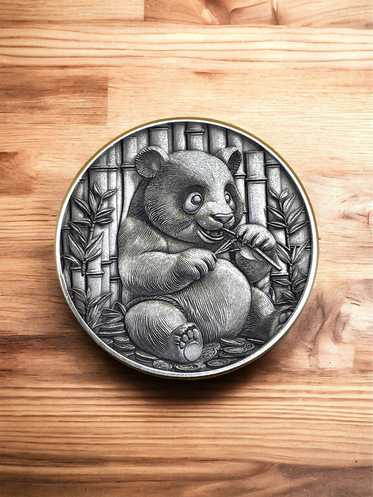 Bamboo Harmony - Brass Coin with Panda