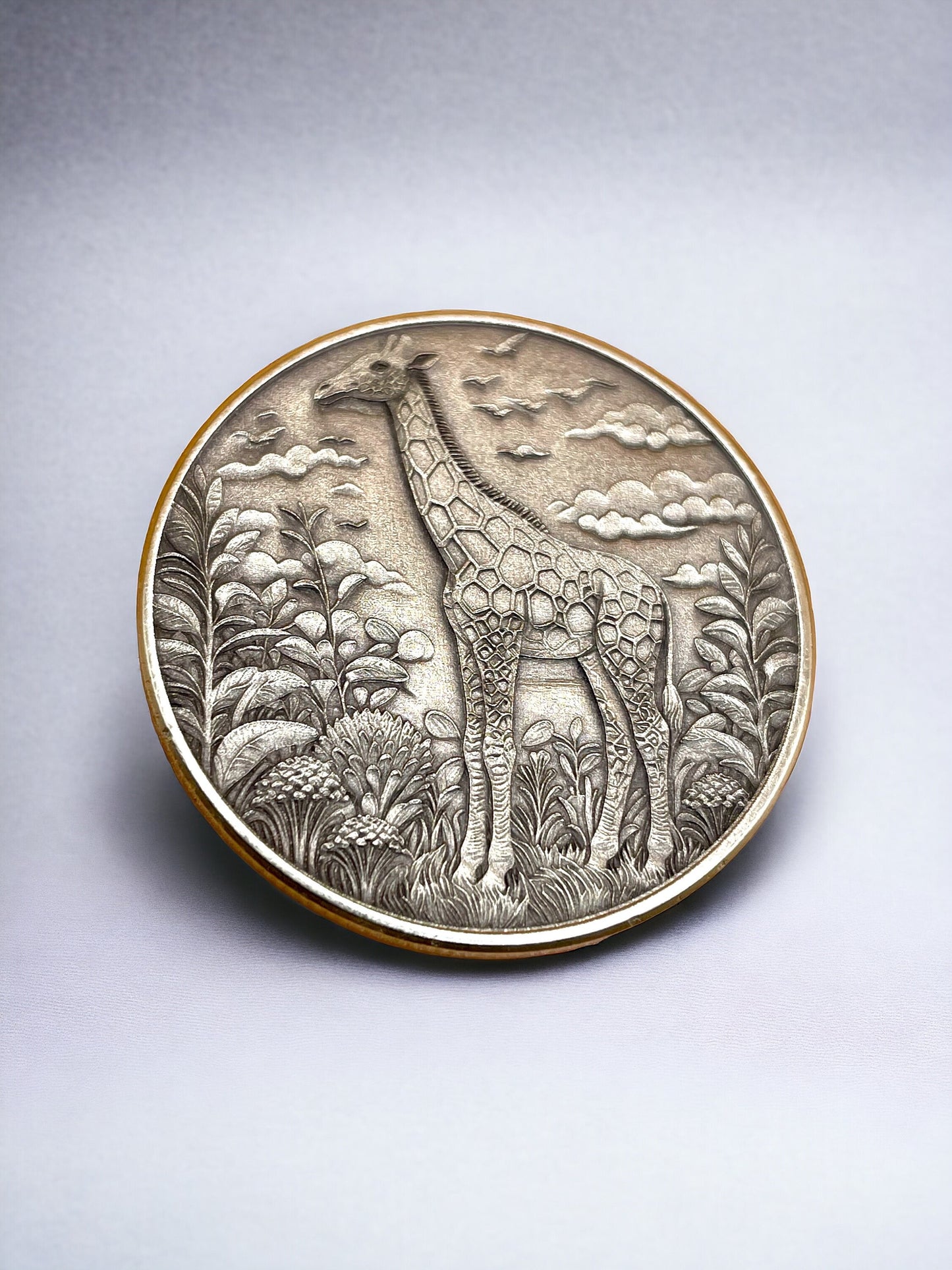 Safari Serenity - Brass Coin with Giraffe