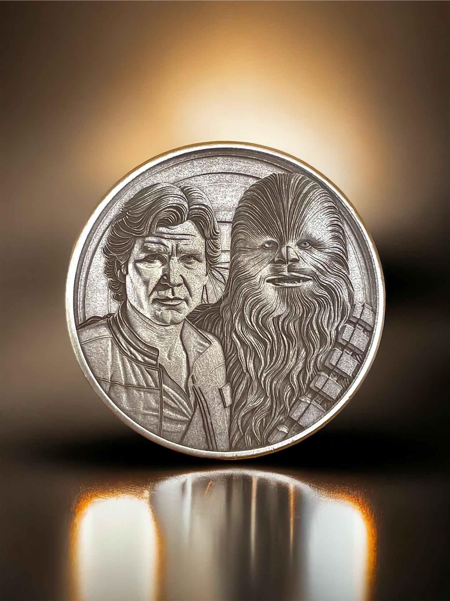 Legendary Companions - Brass Coin with Han Solo Chewbacca, and Millennium Falcon Star Wars