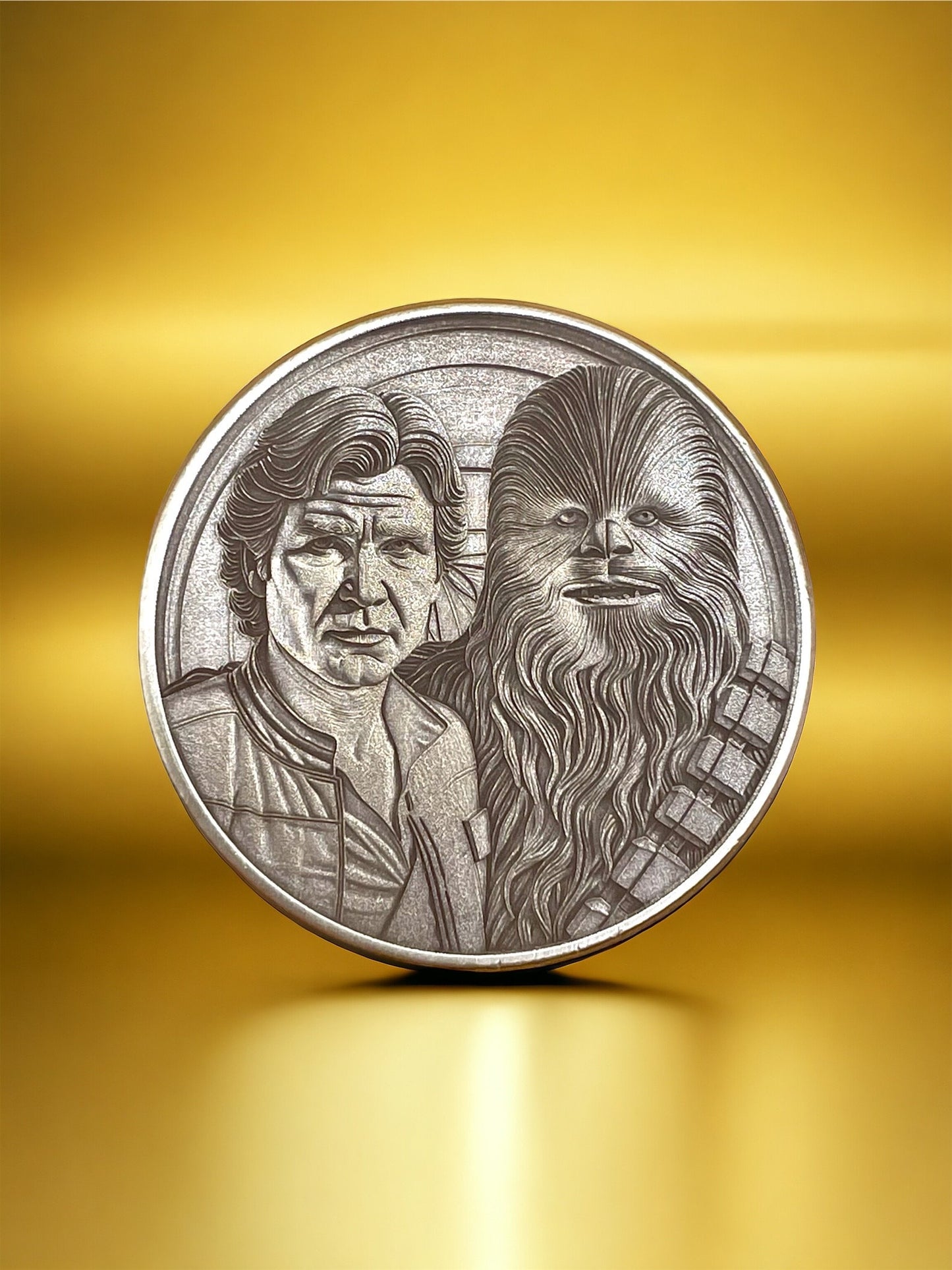 Legendary Companions - Brass Coin with Han Solo Chewbacca, and Millennium Falcon Star Wars