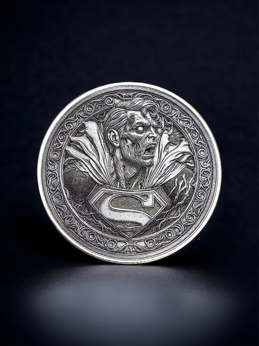 Undead Savior - Brass Coin with Zombie Superman